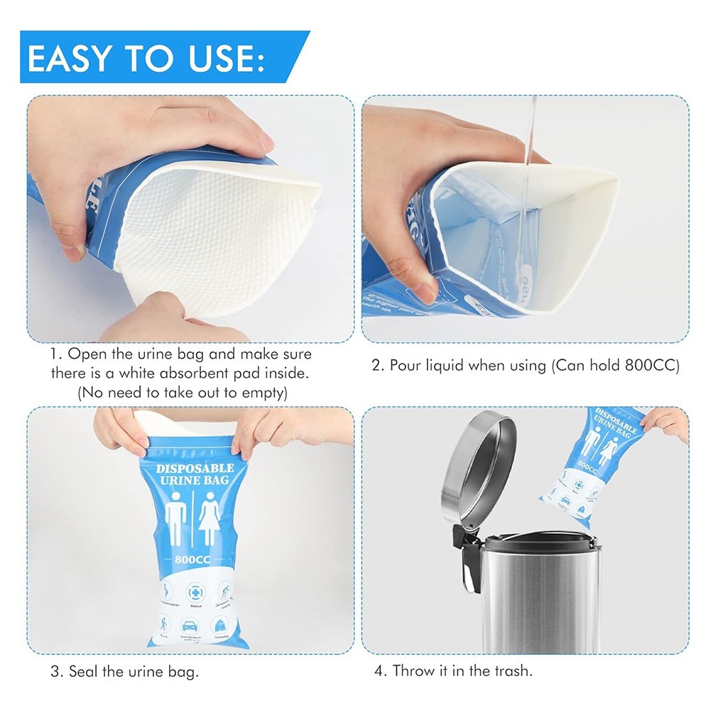 Disposable Urine Bag, 12 PCS Pee Bags for Travel for Women/Men, 800ML2485