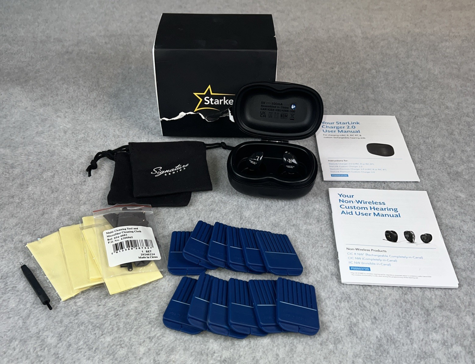 Starkey Signature Series 24 CIC R Custom Fit Hearing Aids Rechargeable W/ Case
