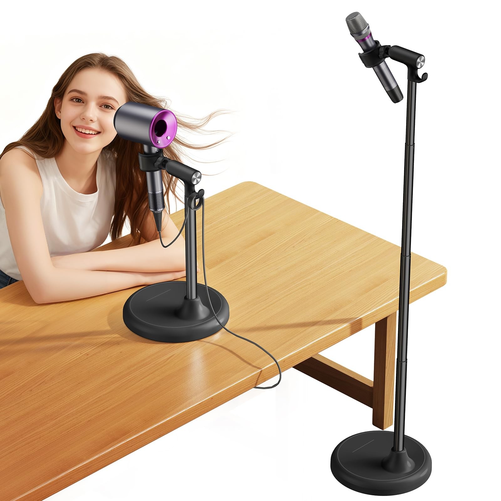 Blissfuhue Hair Dryer Stand Hands Anti-Slip Stable Base Aluminum Alloy