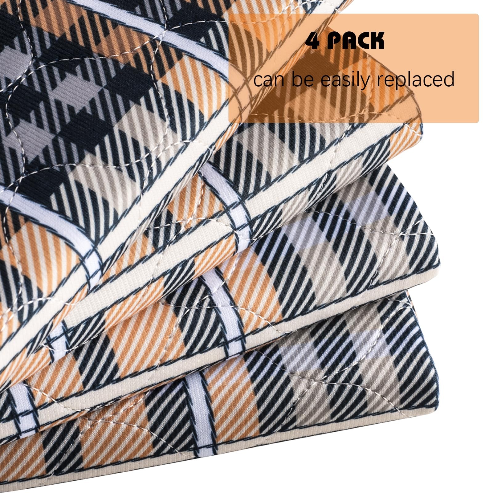 4 PCS Washable Absorbent Seat Protector Plaid Waterproof Chair Pads 21×22 Inch