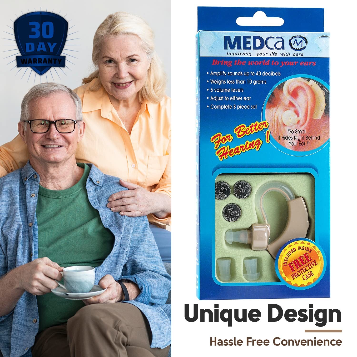 Digital BTE Hearing Amplifier – Noise Reduction, Volume Control Included