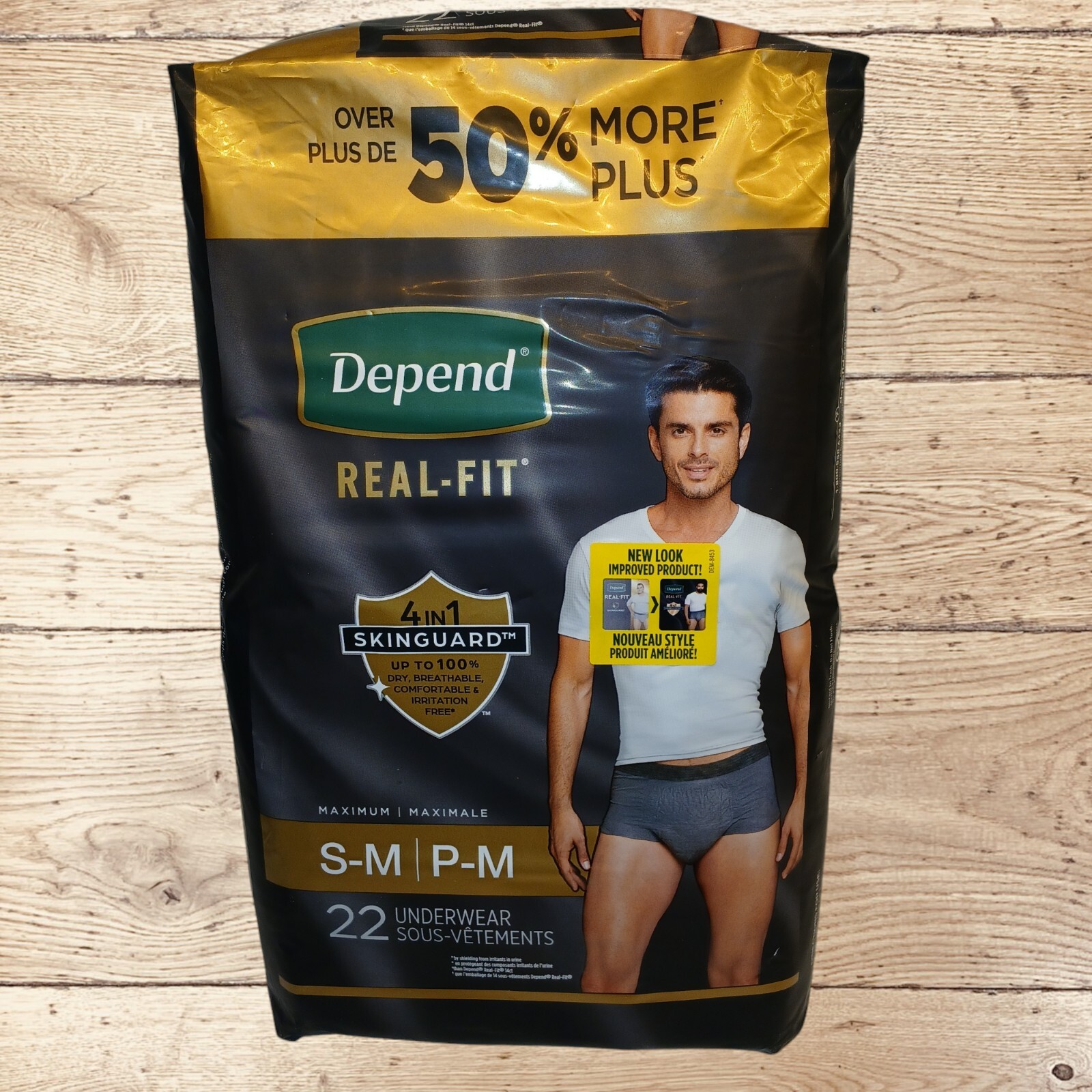 Men’s Depend Real Fit Underwear, 50%+ More, Size Sm to Med, Waist 28-40 inch New