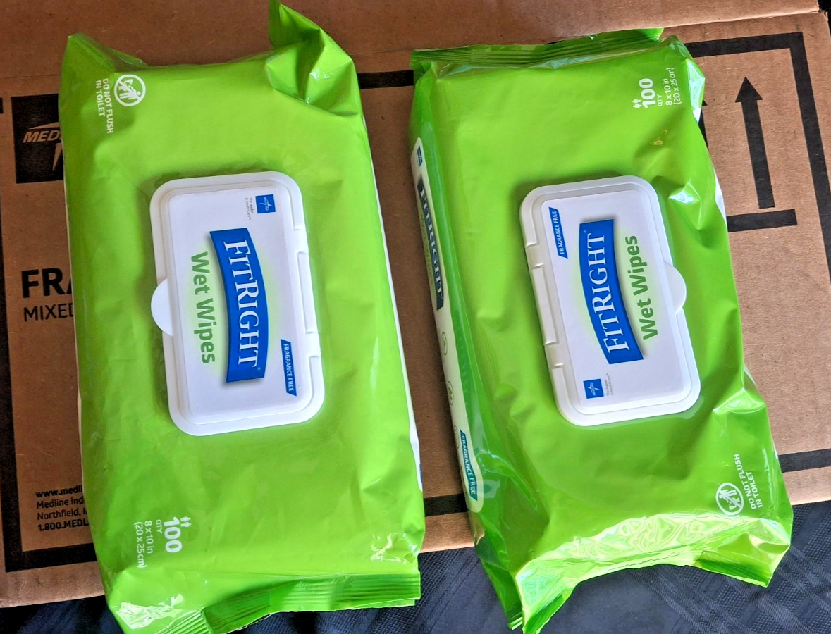 Medline FitRight Aloe Personal Cleansing Cloth 2 Pack – 100 wipes
