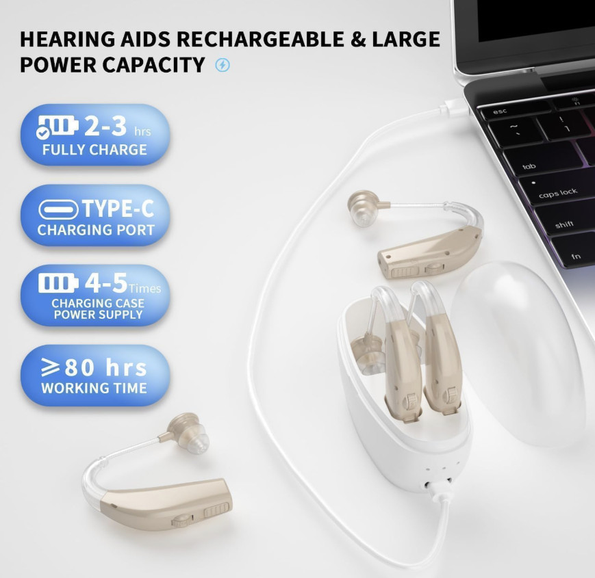 Hearing Aids Hearing Amplifiers for Seniors Rechargeable with Noise Cancelling