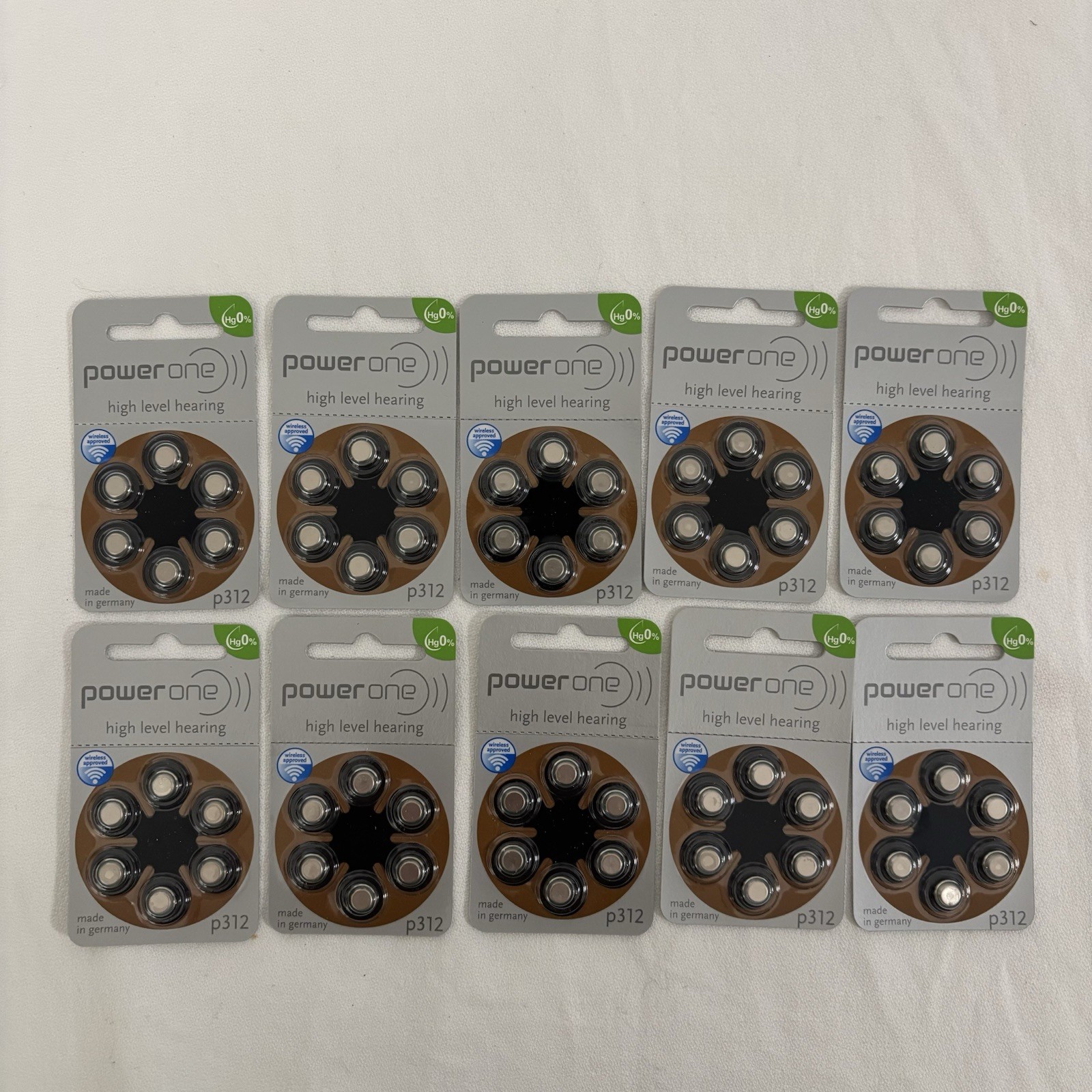 Power One Hearing Aid Batteries P312 20 New Packs 120 Total Exp 10-2022 & 5-2023