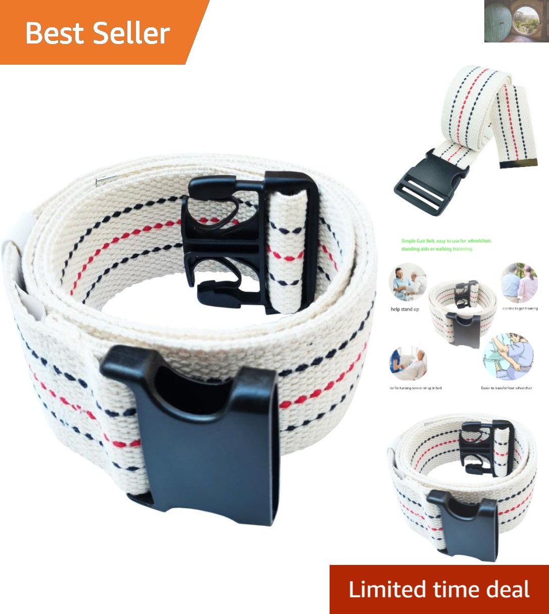 60″ Adjustable Gait Belt with Quick Release Buckle – Safety Aid for Seniors