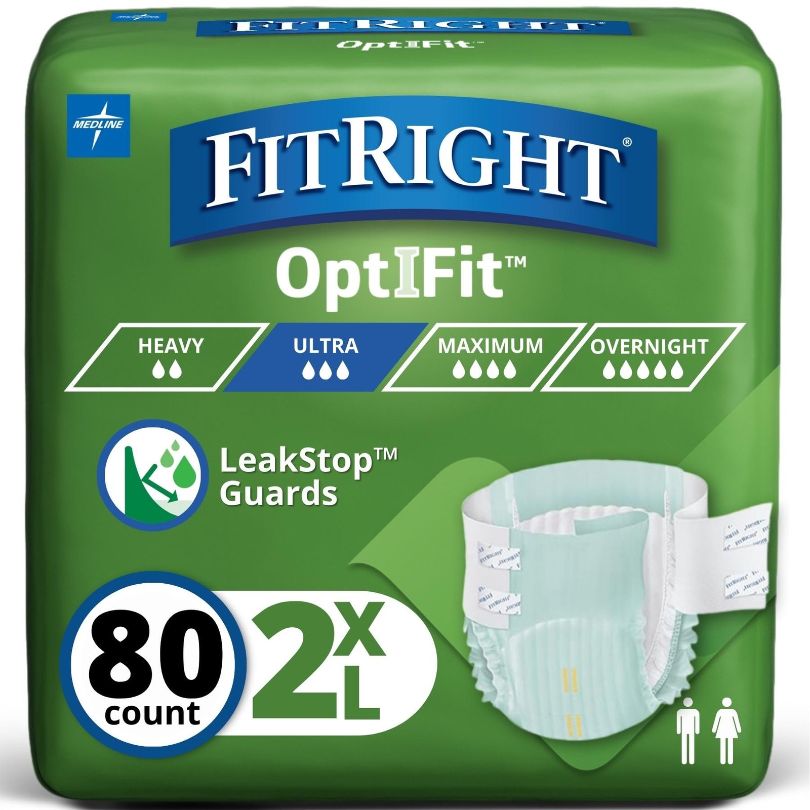 FitRight Ultra Adult Diapers, Disposable Incontinence Briefs with Tabs, Heavy Ab