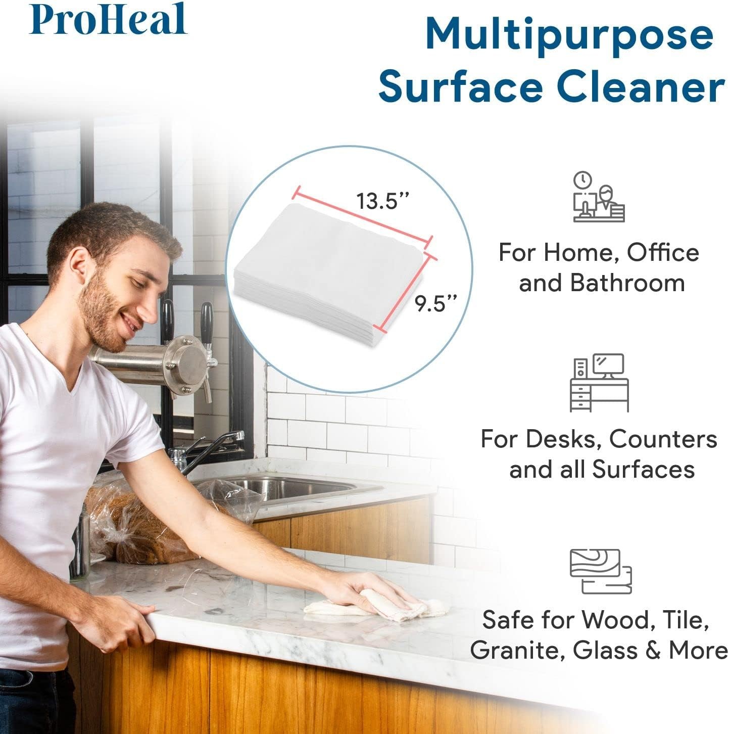 Disposable Wet Wipes, 100-Pack – 9.5“ x 13.5” –