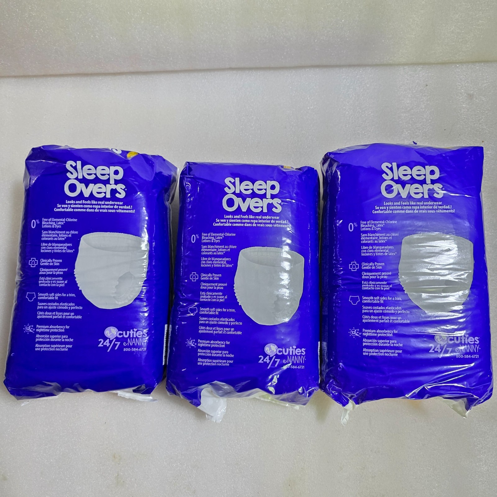 Sleep Overs Youth Pants LG/XL Skin Smart 12ct Day & Night Boys Girls NEW 3 packs