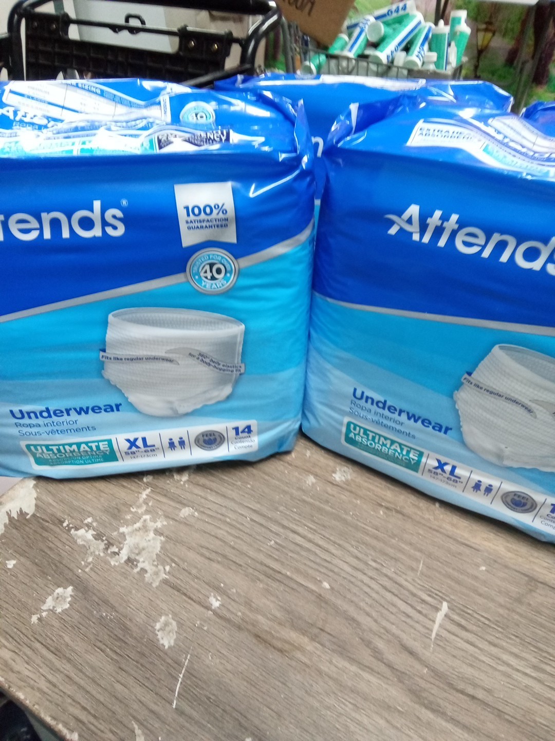 2 Pack 14 Ct. 28 Total, Attends Disposable Underwear XL 58″-68″ 144