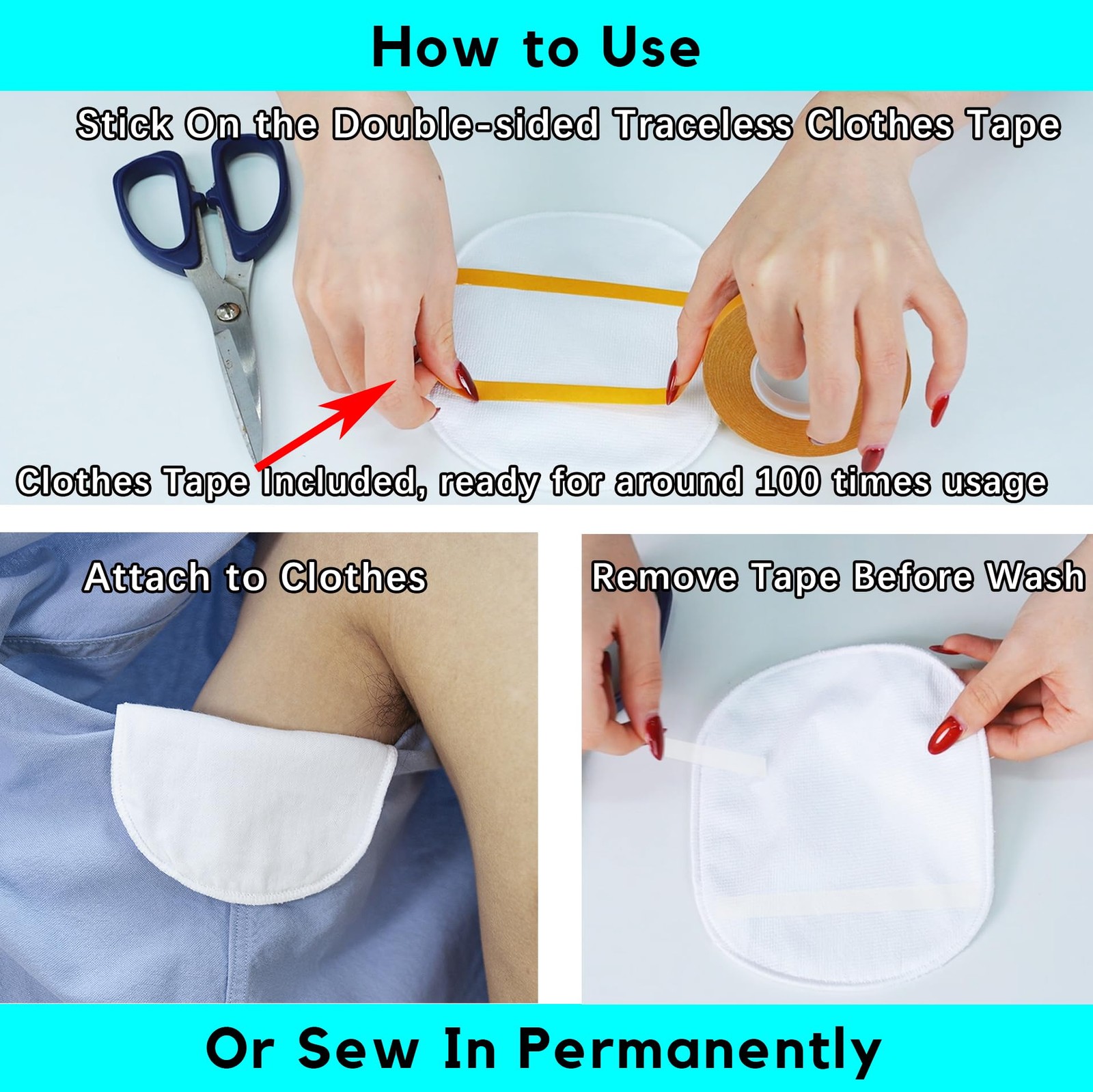Reusable Armpit Sweat Pads, Underarm Sweat Pads for Sweat Stains, Machine Was…
