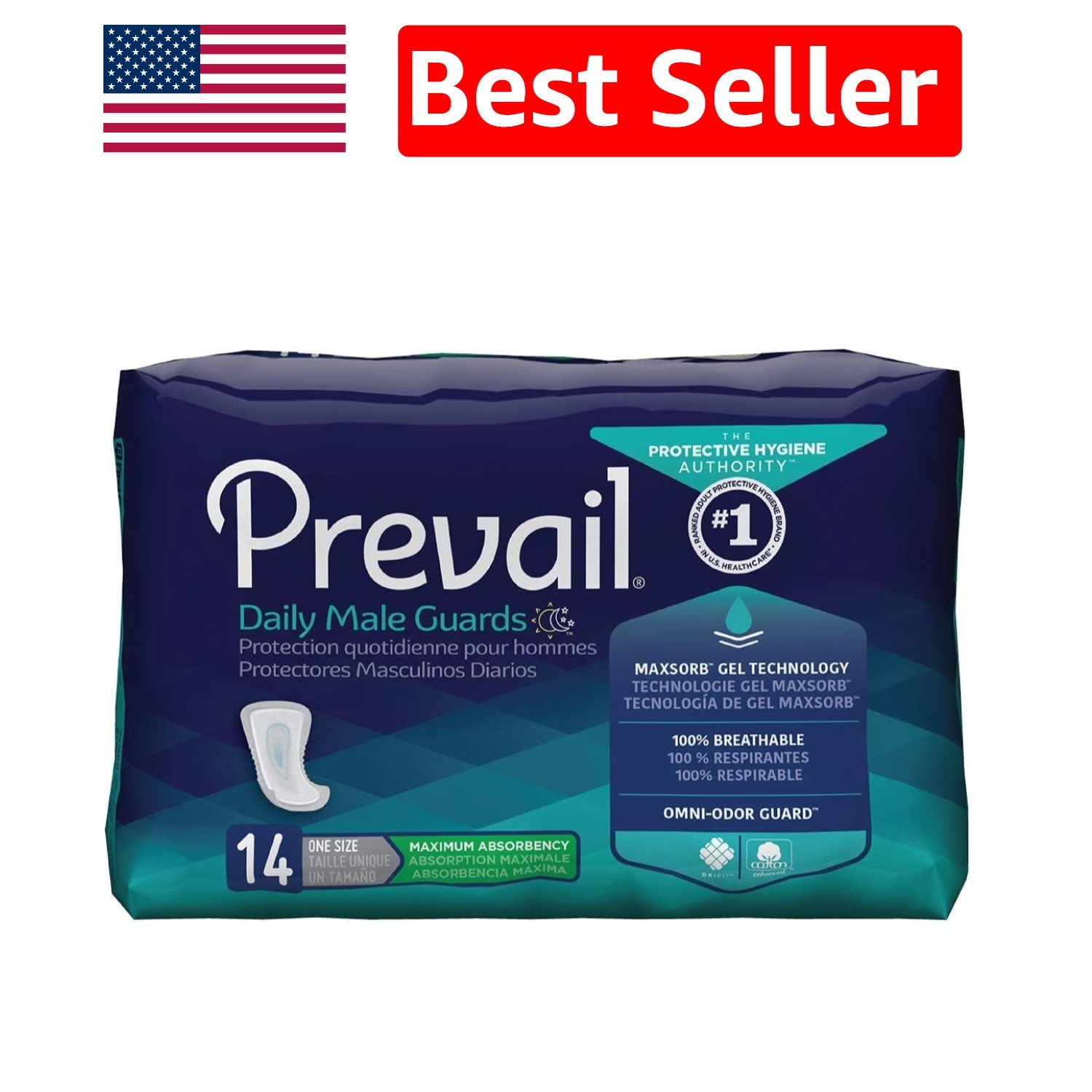 Daily Male Bladder Control Pads – Secure, Disposable Maximum Absorbency, 14 Pack