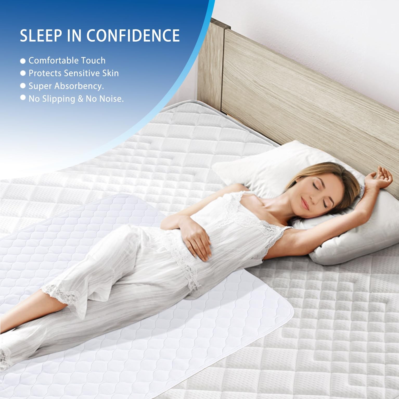 Reusable Incontinence Bed Pads 4 Pack 34×36 Inch 8 Cups Absorbency Mattress