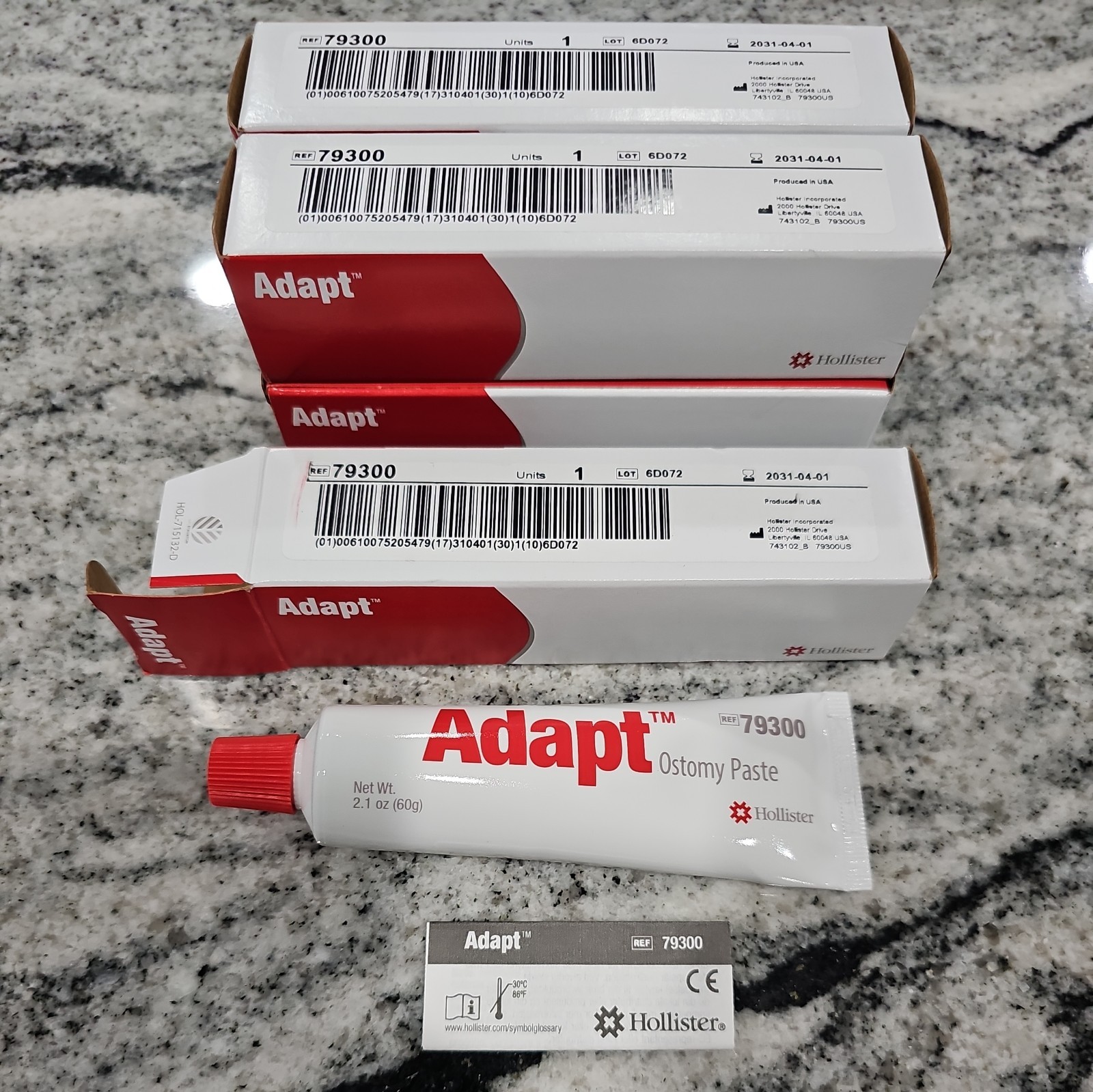 5 Hollister 79300 Adapt 2.1 oz Ostomy Paste Exp. year 2031 New in box.