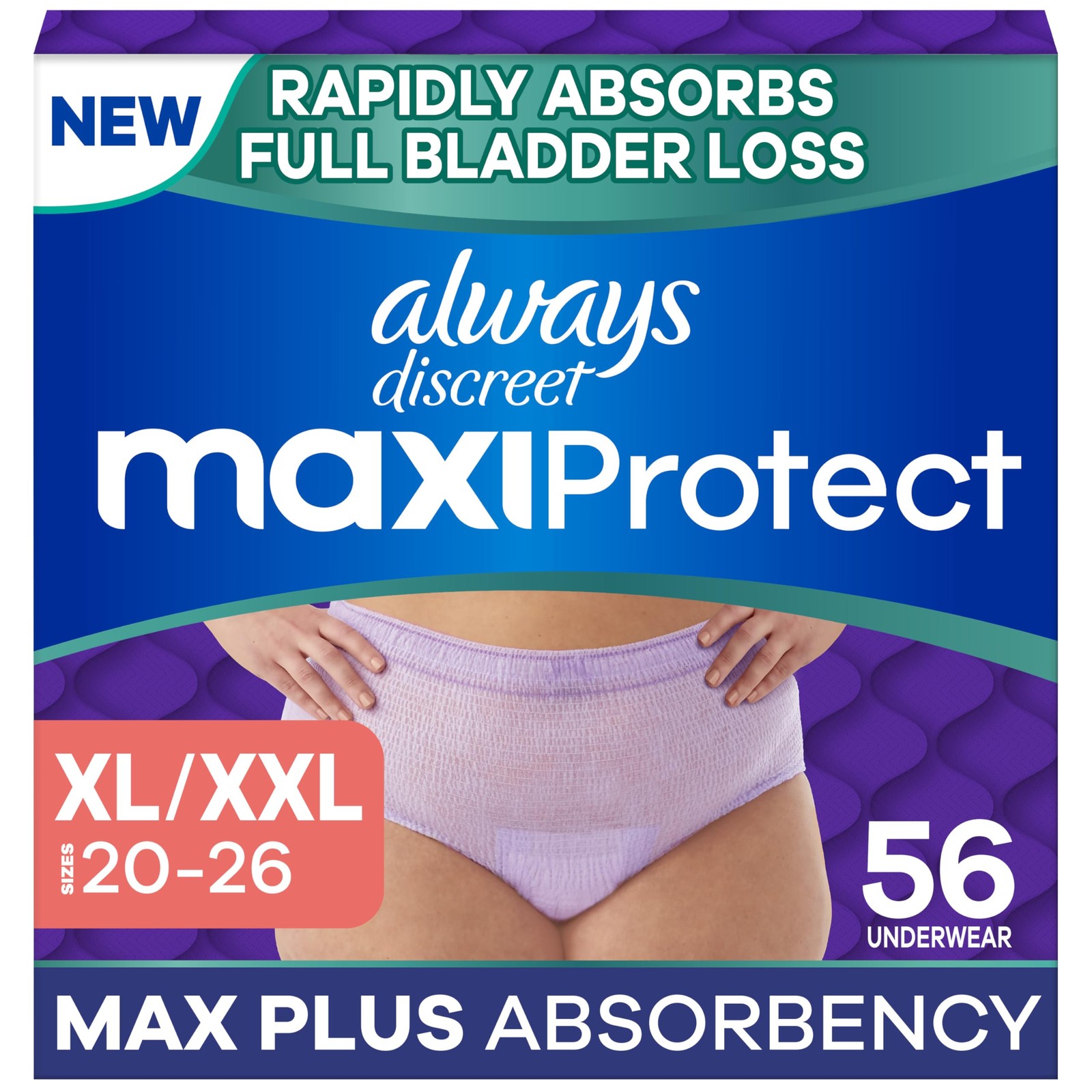 Always Discreet MaxiProtect Adult Diapers for Women, Incontinence Underwear, …