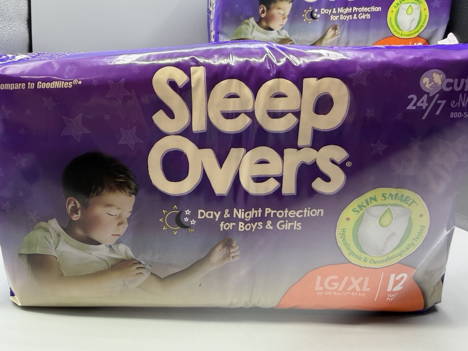 (4) PACKS OF 12 SLEEP OVERS BY CUTIES PULL UP UNDERBRIEFS LG XL 60-125 POUNDS