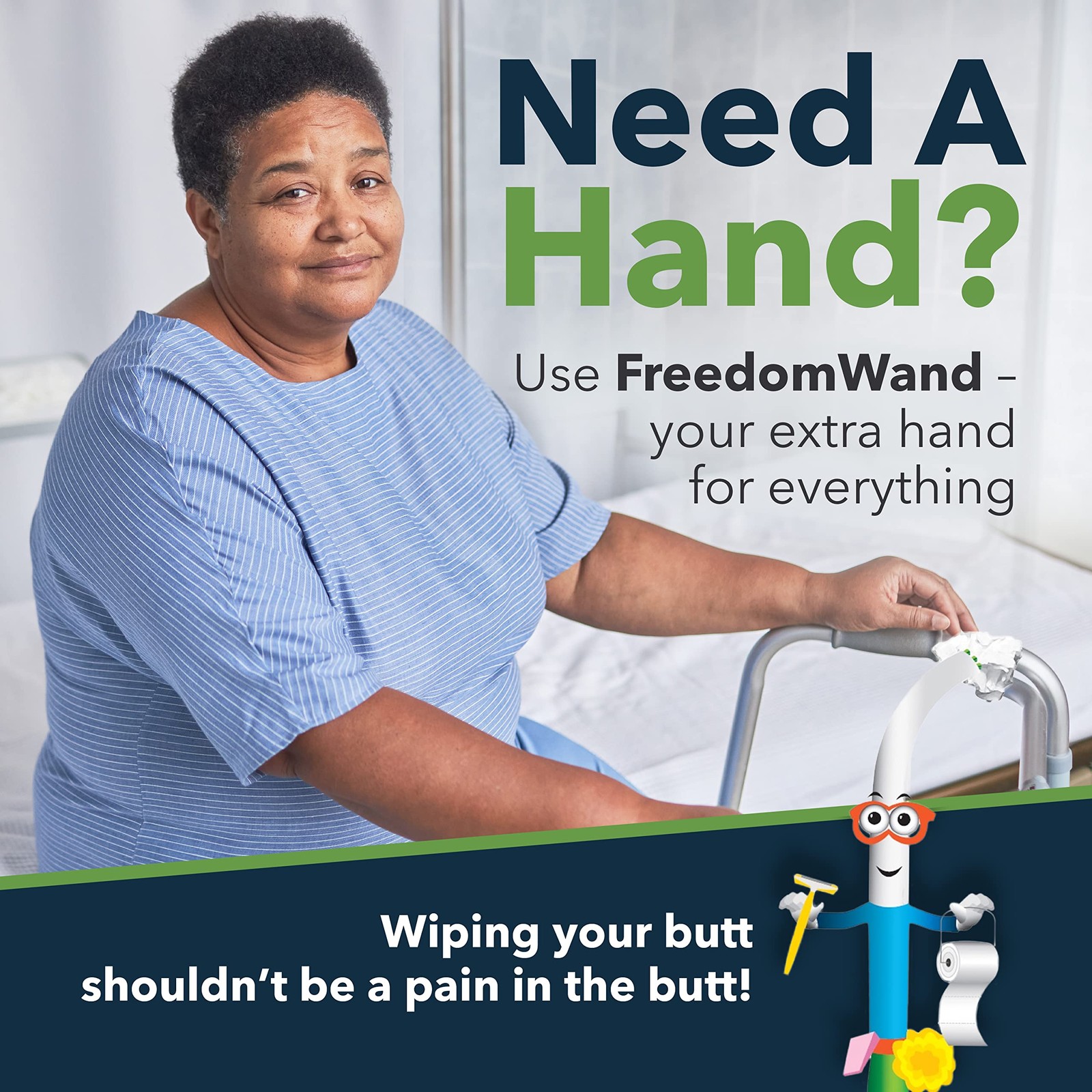 FreedomWand Multipurpose Toilet Aids – 25.5″ Inch Wiping Aid 25.5 Inch, White