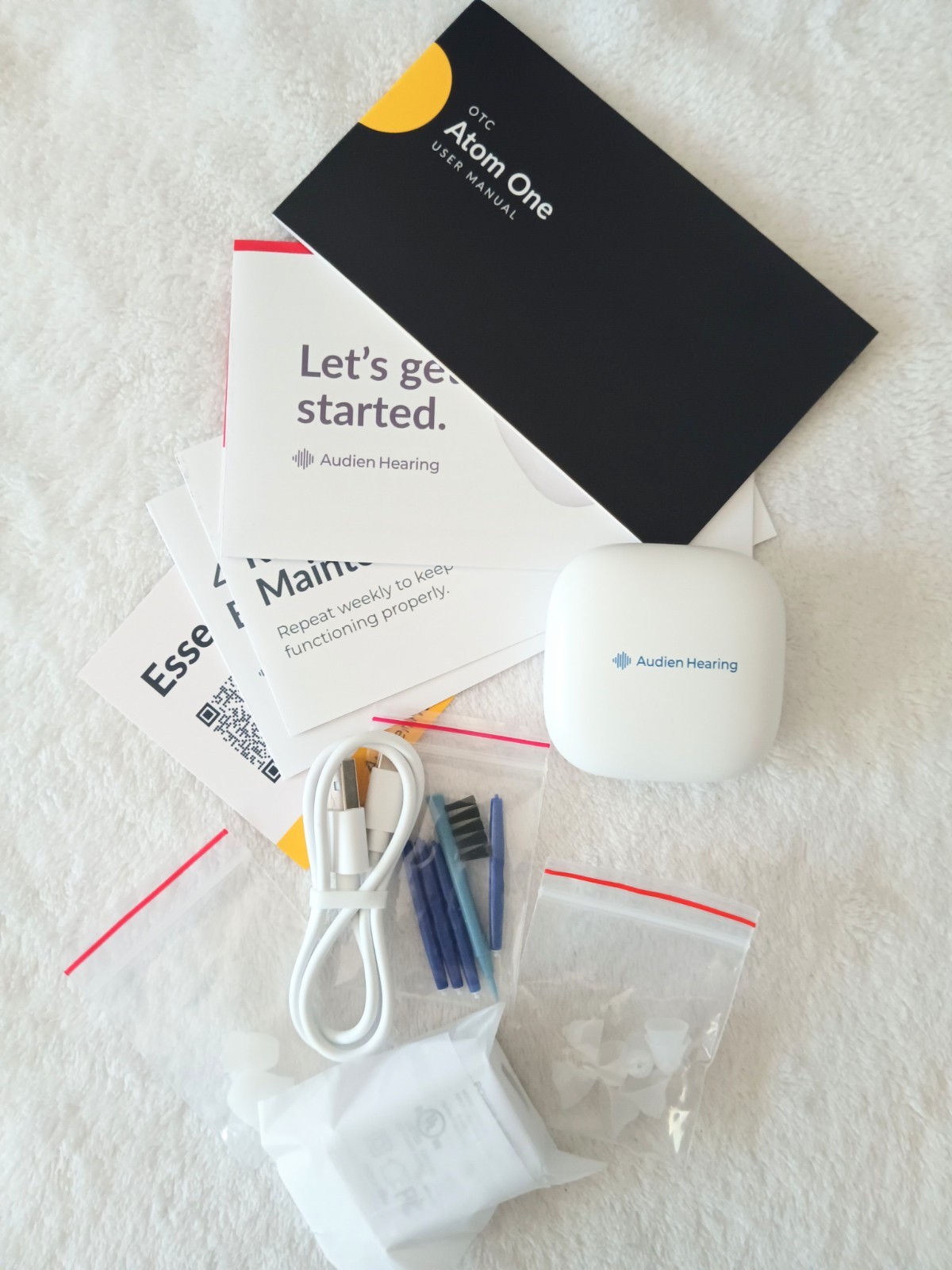 Audien Atom One OTC Hearing Aids Wireless Rechargeable Beige No Box
