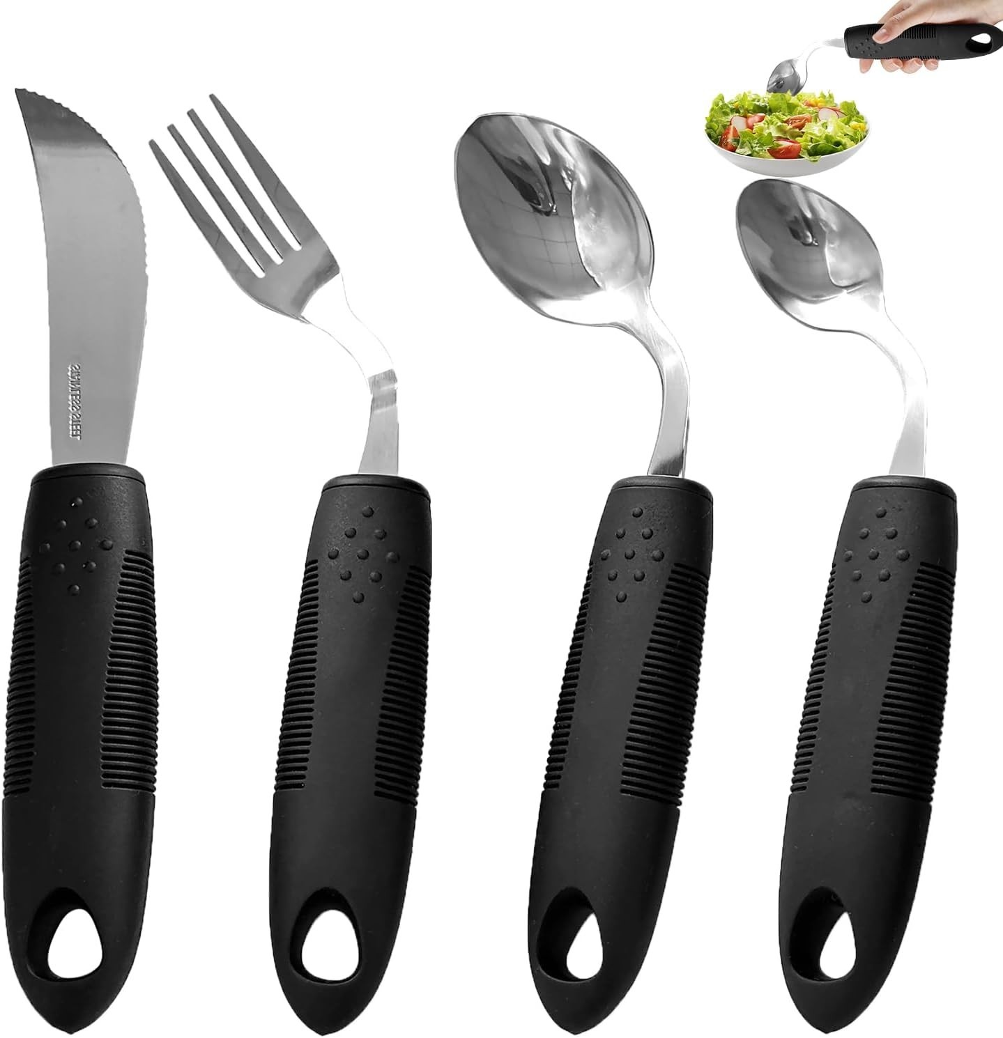 Weighted Adaptive Utensils, 4Pcs Adaptive Utensils for Hand Tremors and Parki…