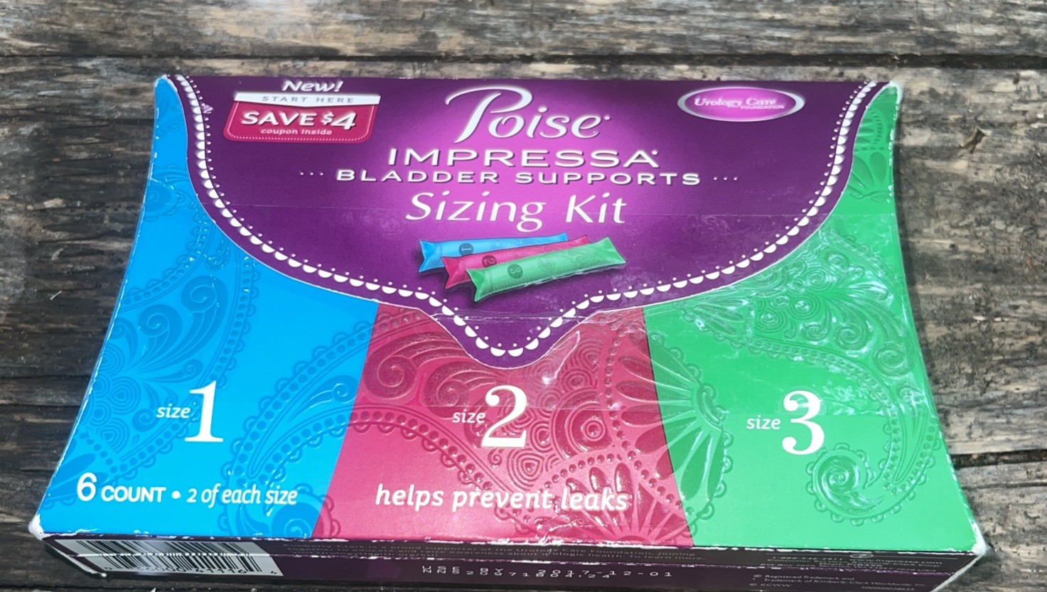 Poise Impressa Bladder Supports Sizing Kit- 6 Count – Sizes 1,2,3 **Read Desc**