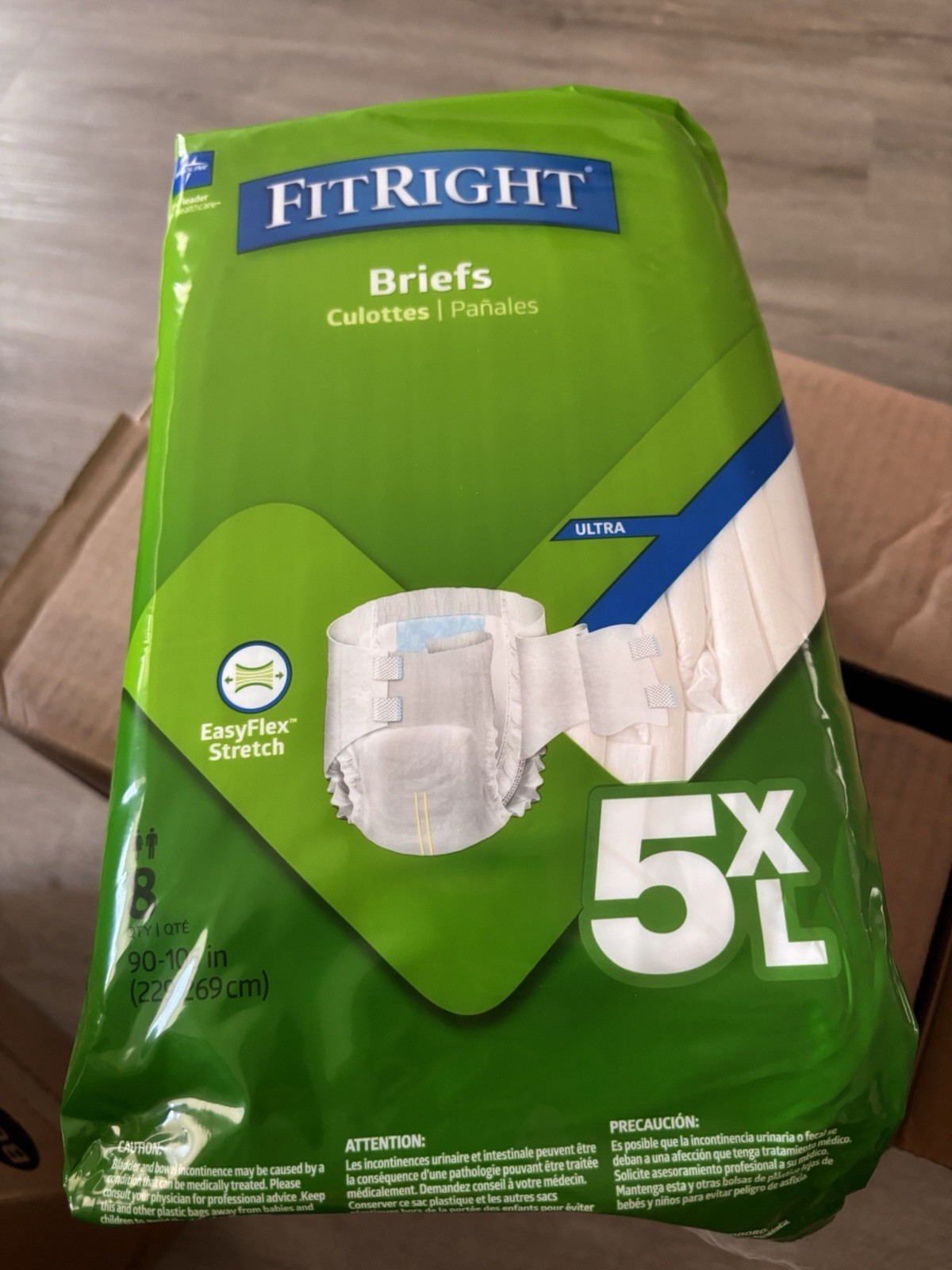 FitRight Ultra 5XL Briefs EasyFlex Stretch White Adult Incontinence 90-108 in.