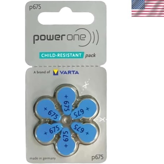 Long-Lasting Powerone P675 Hearing Aid Batteries – 1.45V, 1800mAh, 6-Pack