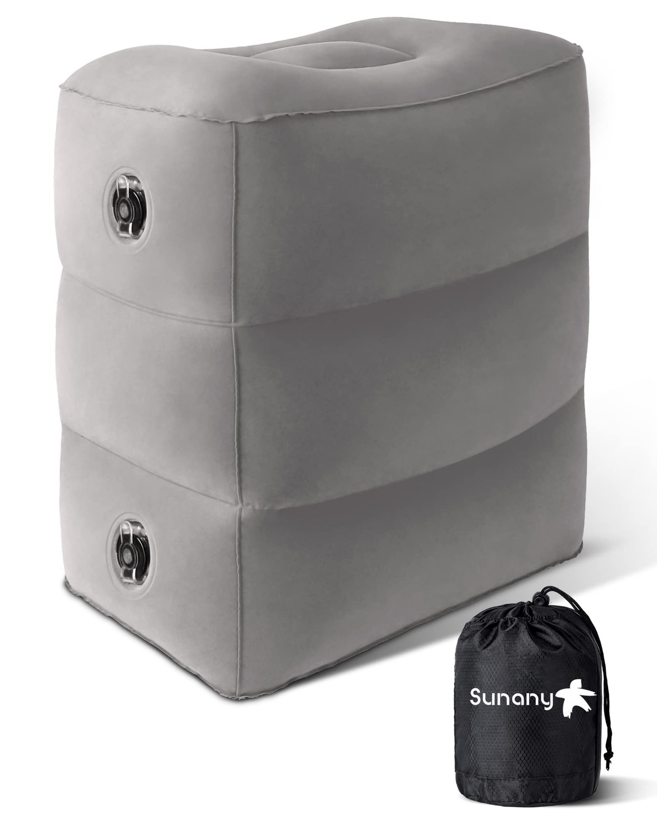 Sunany Inflatable Foot Rest Pillow for Travel, Kids/Adults 1 Pack, Grey