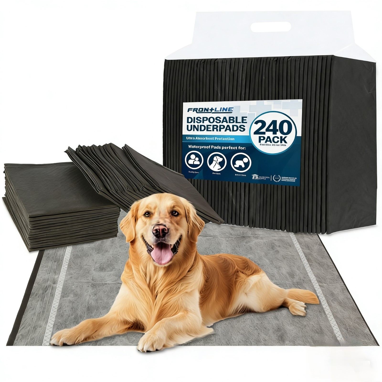 XL Charcoal Odor Control Underpads 28″x34″ 240Ct Pet Training Pads