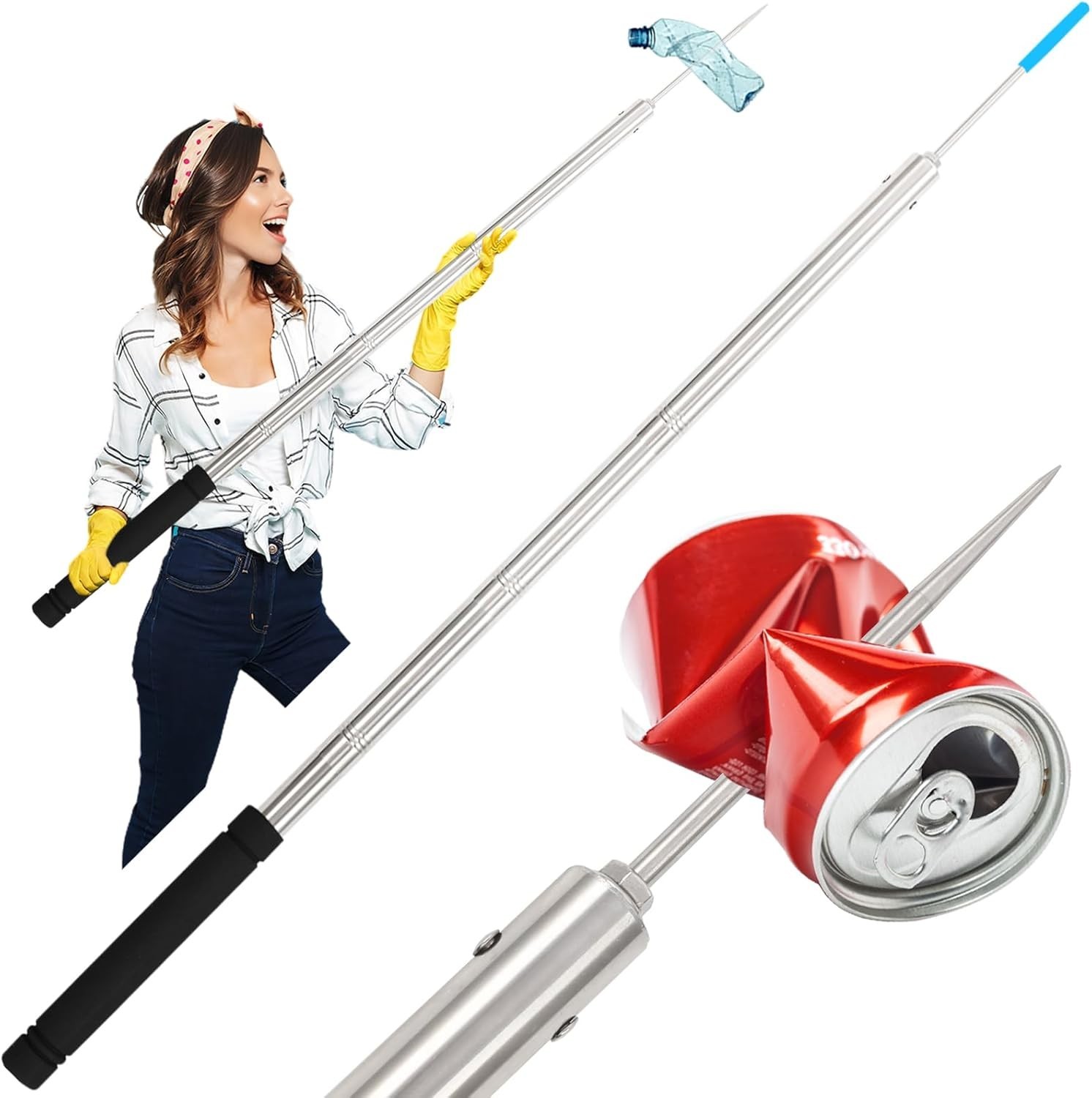 Trash Pickup Tool,62 Inch Stainless Steels Trash Picker Grabber Heavy Duty Ti…