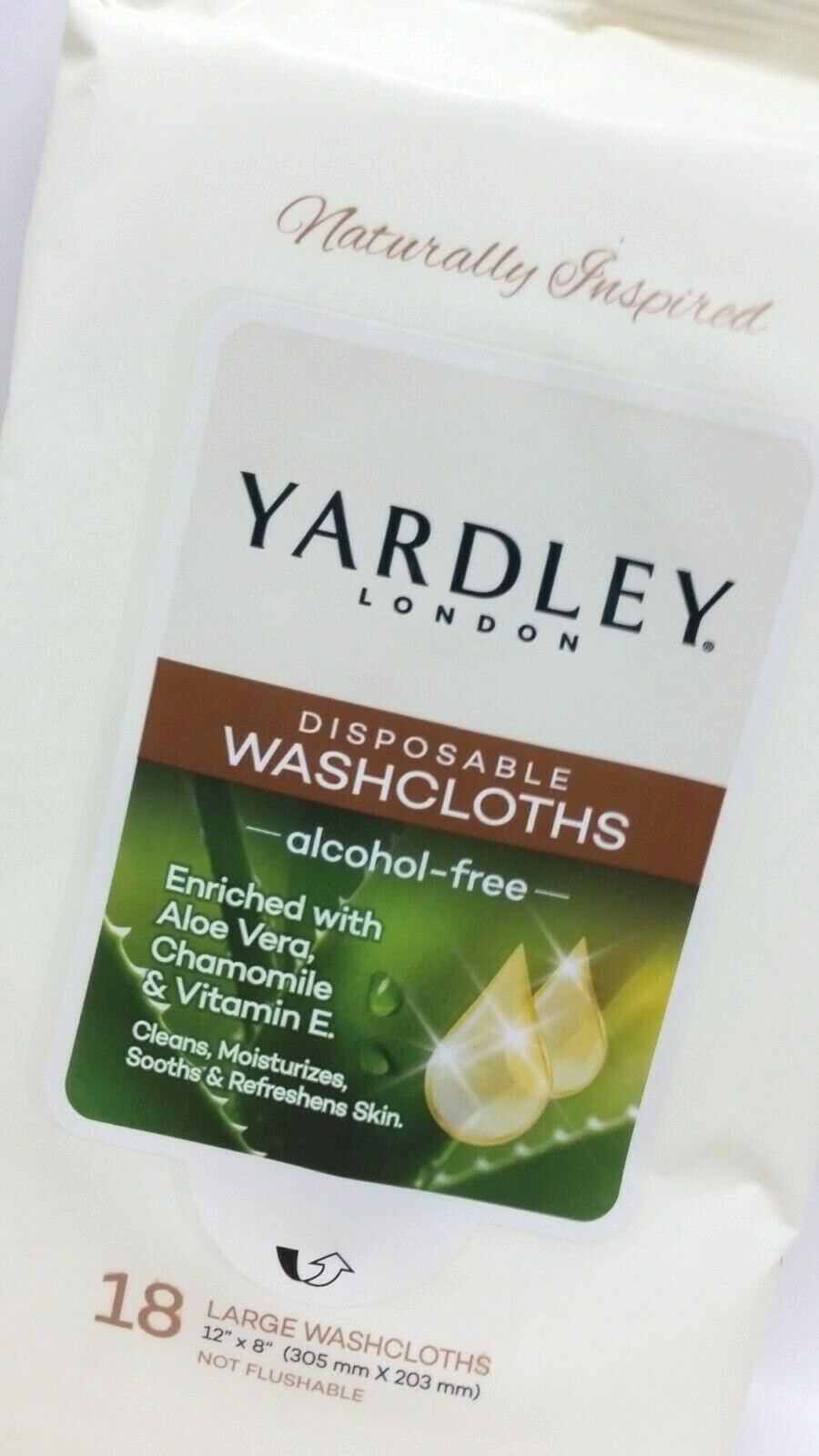( Lot 5 ) Disposable Washcloths 18/Pk by Yardley London 12 x 8” Long = Total 90
