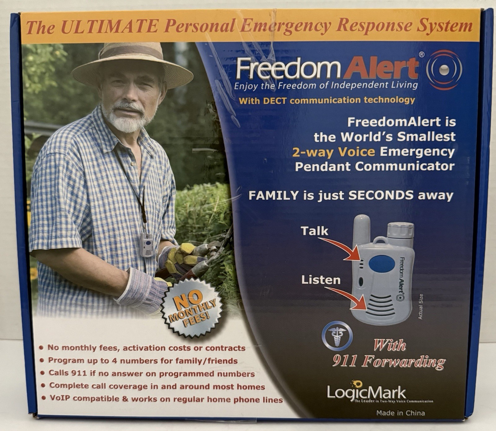 LogicMark Freedom Alert 35511 2-Way Voice Senior Emergency Pendant Communicator