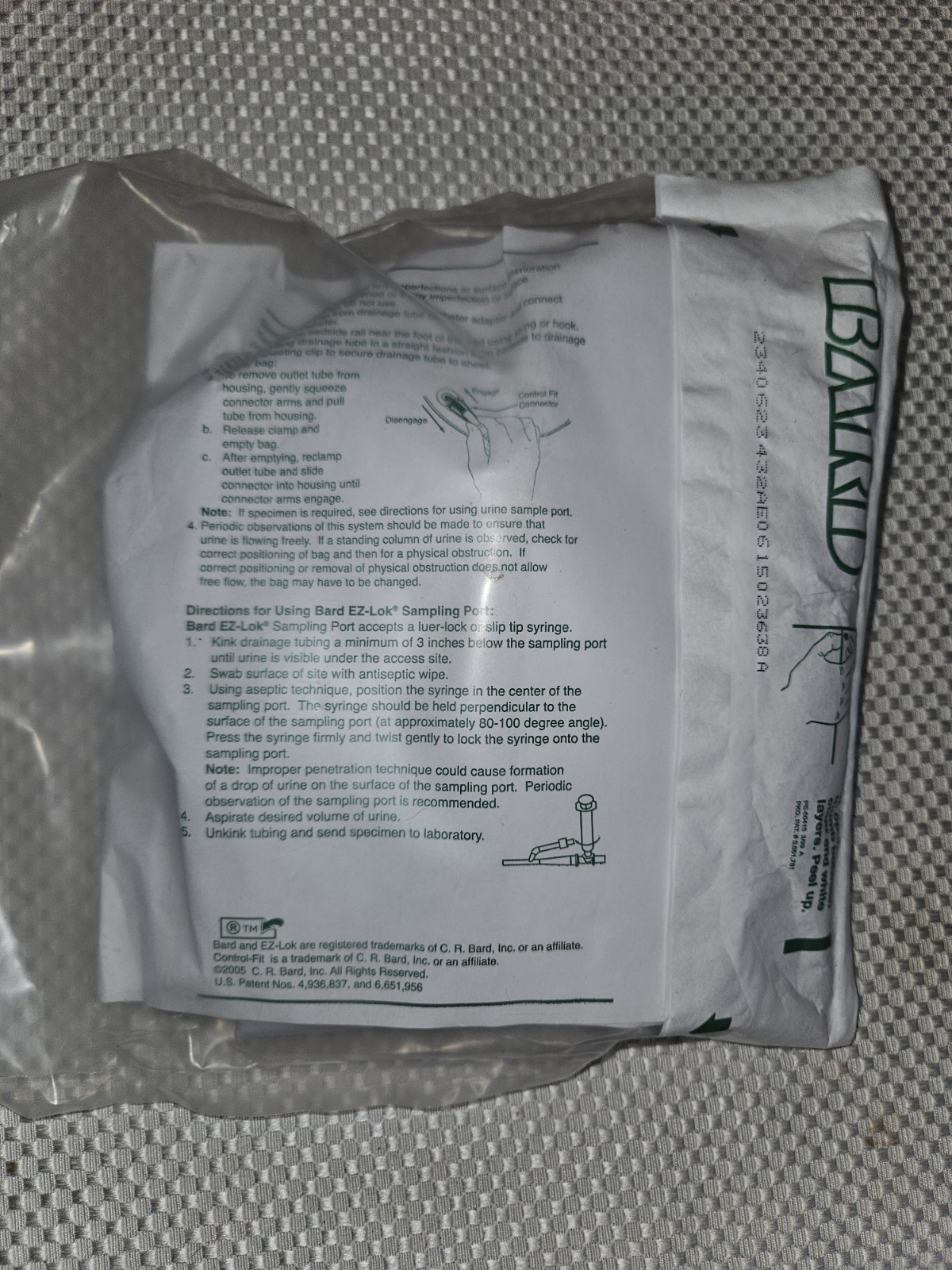 Urinary Drainage Bag 4000 ml Latex Free EZ-Lok Sampling Port 153509 Set Of 3