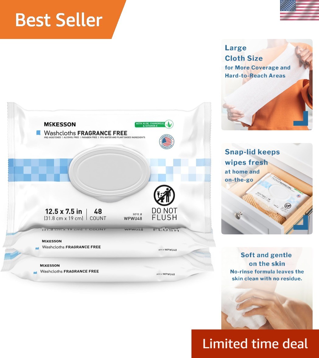 Fragrance-Free 144 Count Cleansing Wipes – No-Rinse, Hydrating Convenience