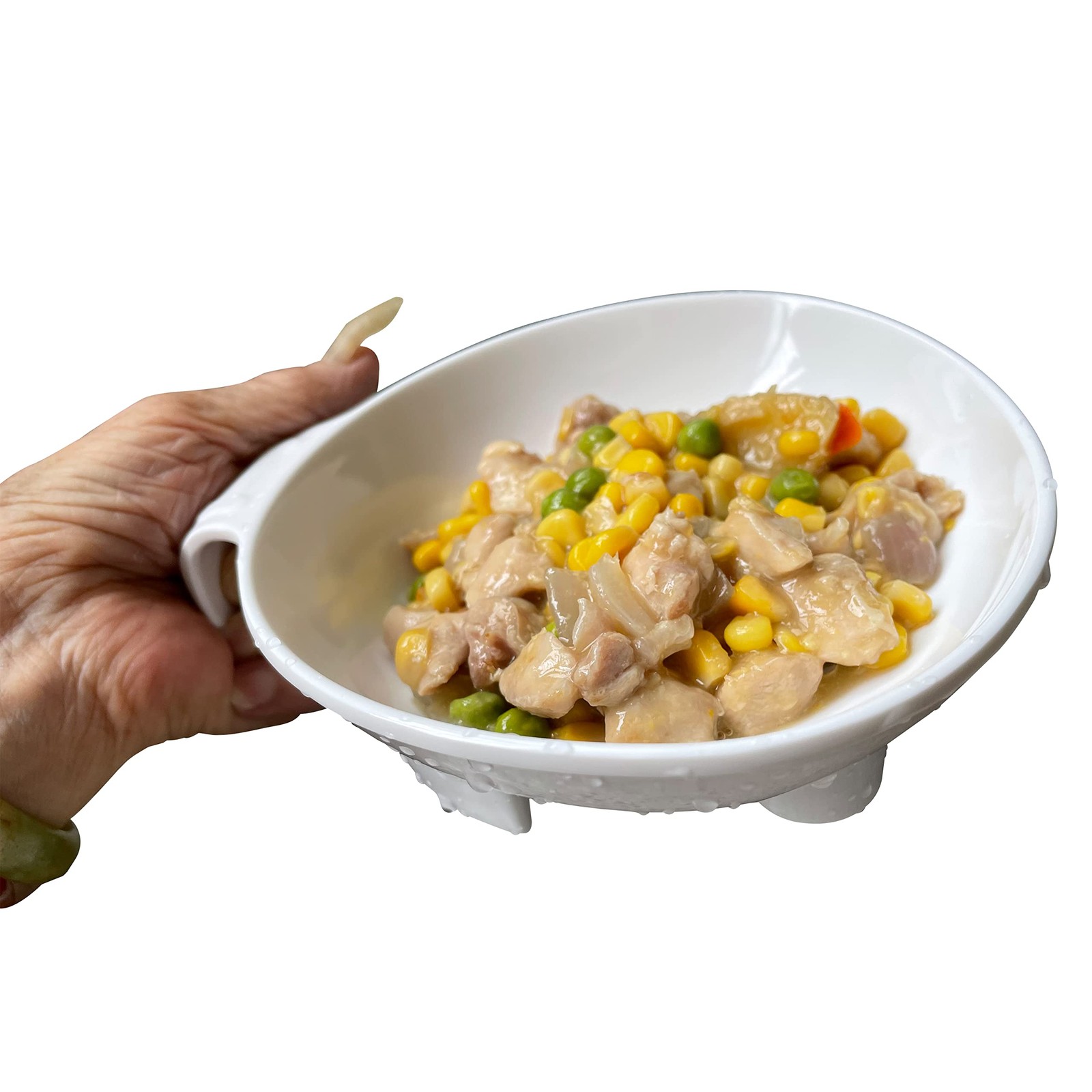 6 Adaptive Scoop Plate, Handle, Non-Skid, Melamine, Elderly, Disabled, Bowl