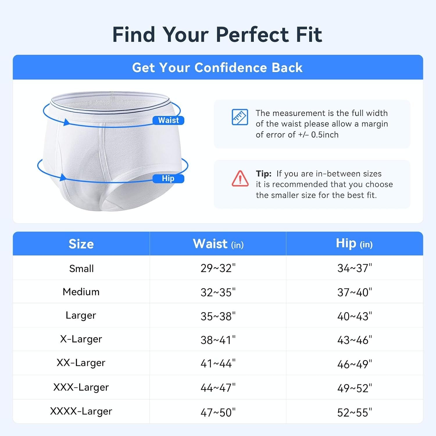 CARER Men’s Washable Incontinence Underwear, 3-Pack, X-Large