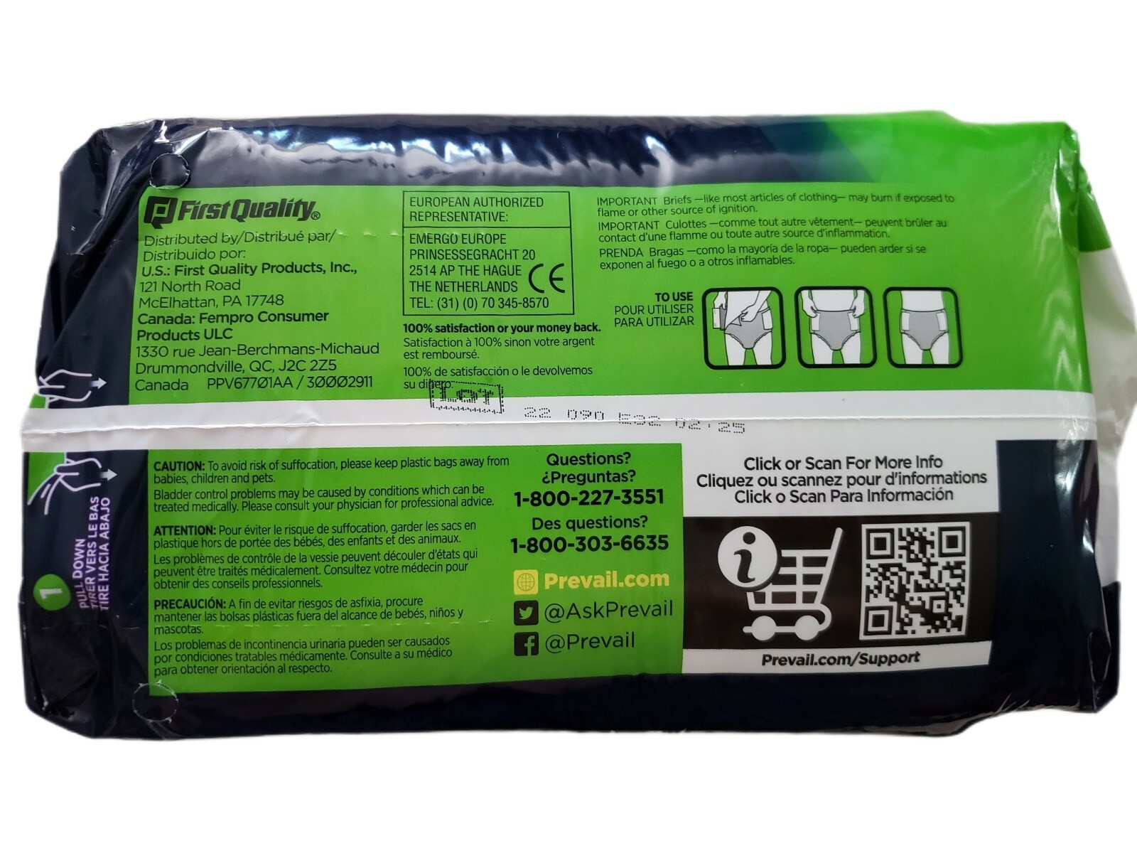 Prevail Specialty Bariatric Briefs Size 62″-73″ Ultimate Absorbency 12 Count Pk