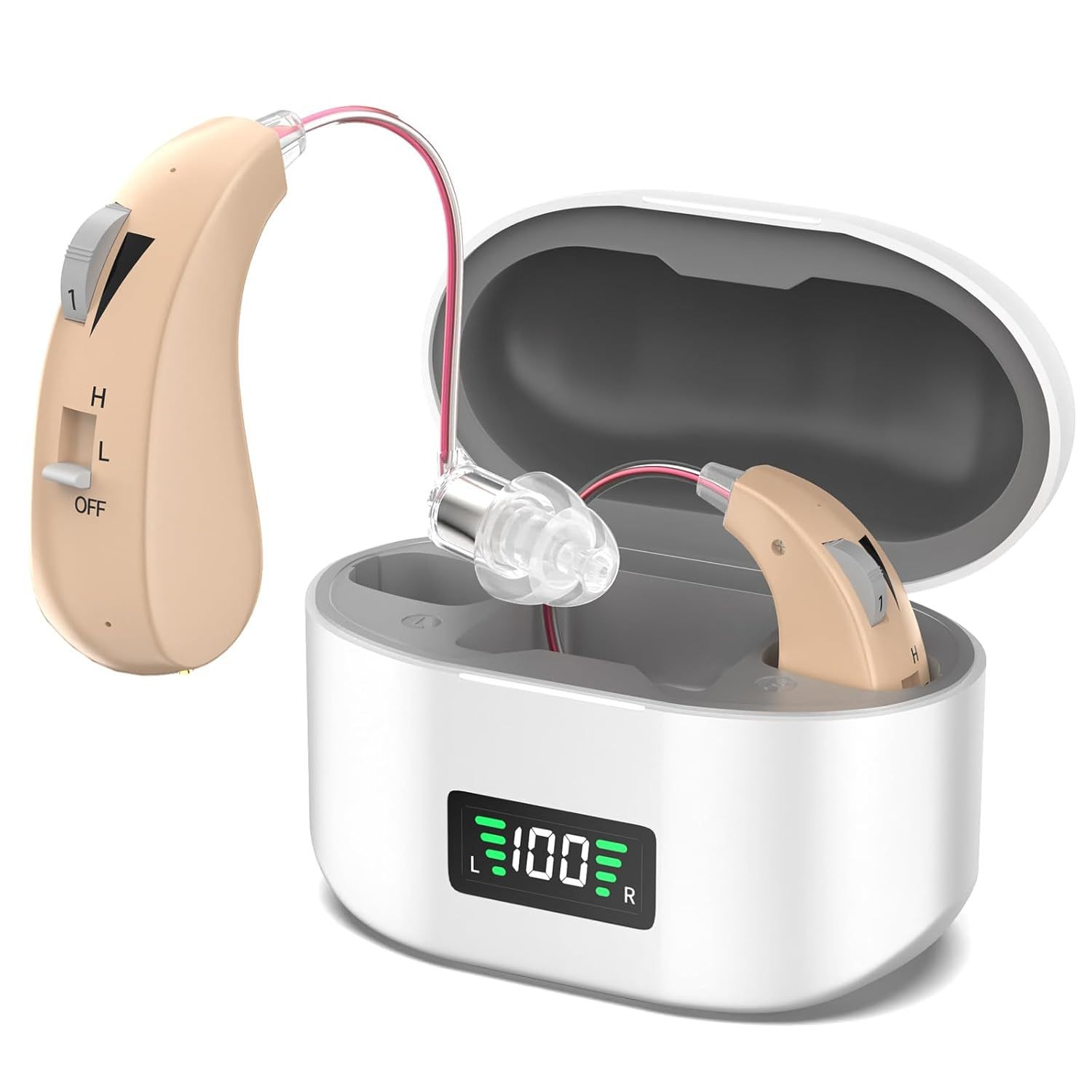 1 Pair New Hearing Aid For The Elderly With Deafness Features Digital Display