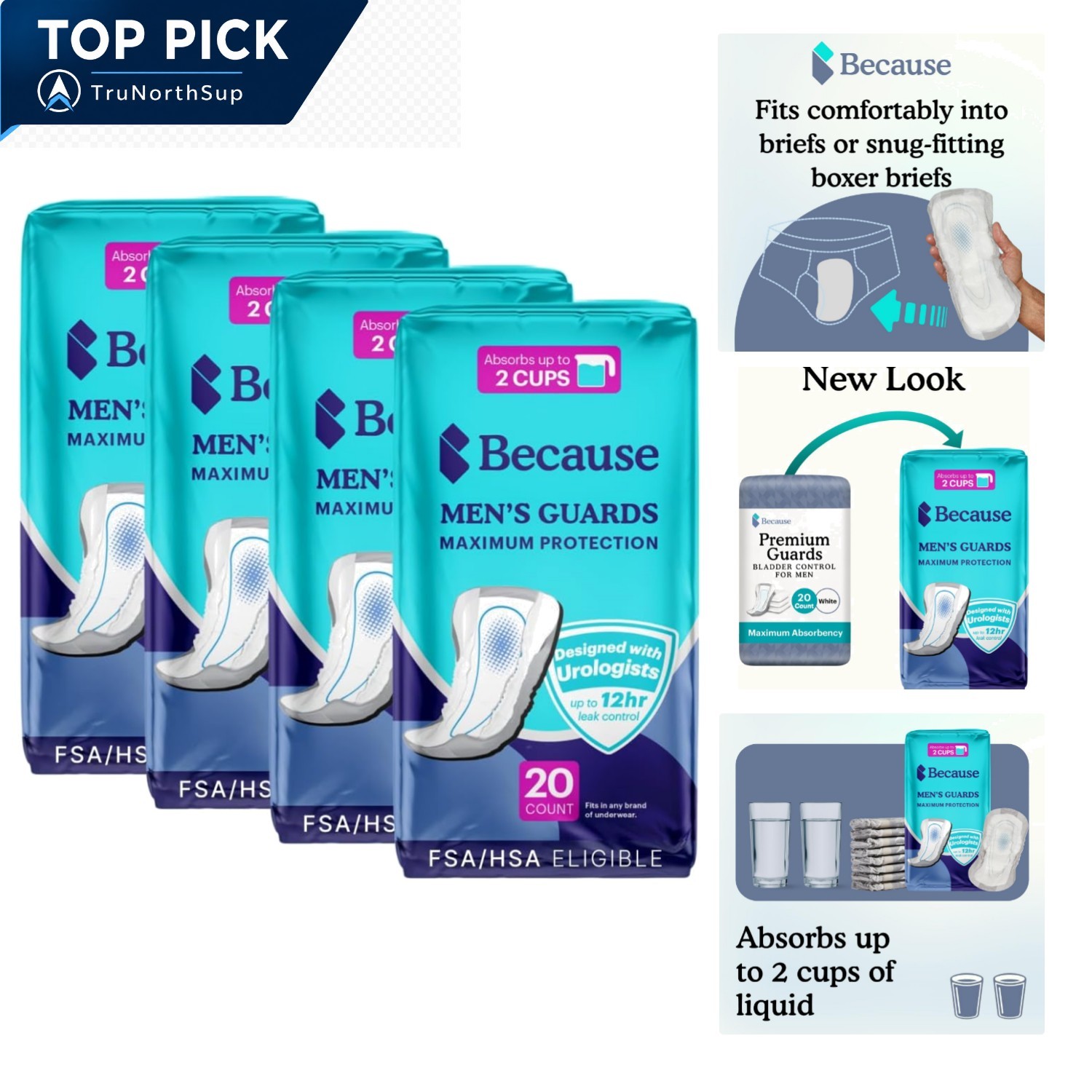 Men’s Incontinence Guards 80 Pack Disposable Bladder Leak Protectors Individ…