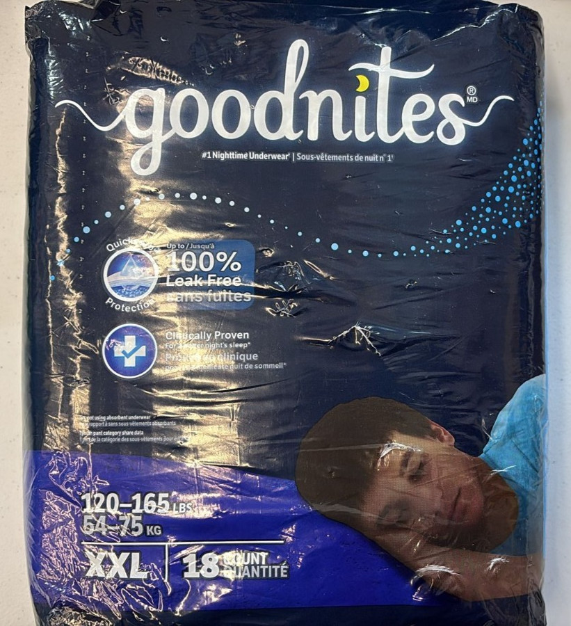 Goodnites Boys’ Nighttime Underwear, Size XXL (120-165 Lbs), 18 Ct, Sealed 2 Pks