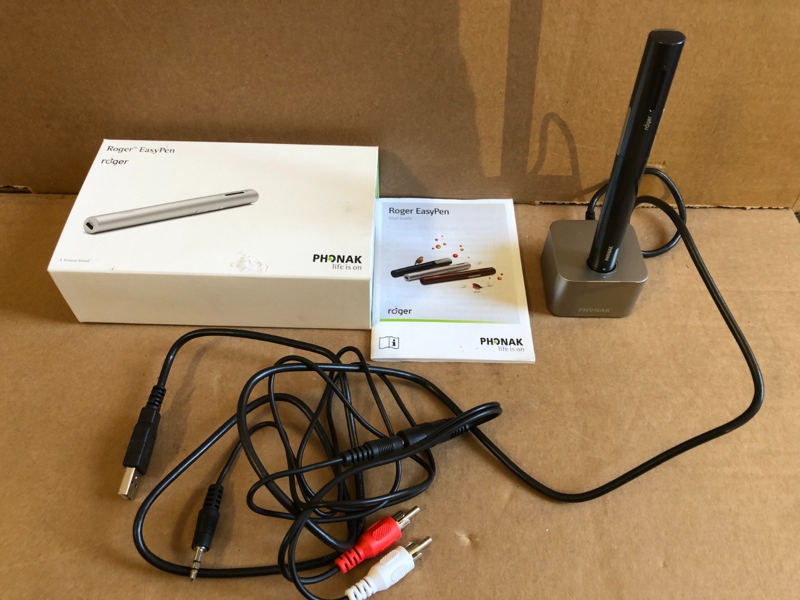 PHONAK ROGER Easy Pen WIRELESS MICROPHONE w/ Box & Charger Cable