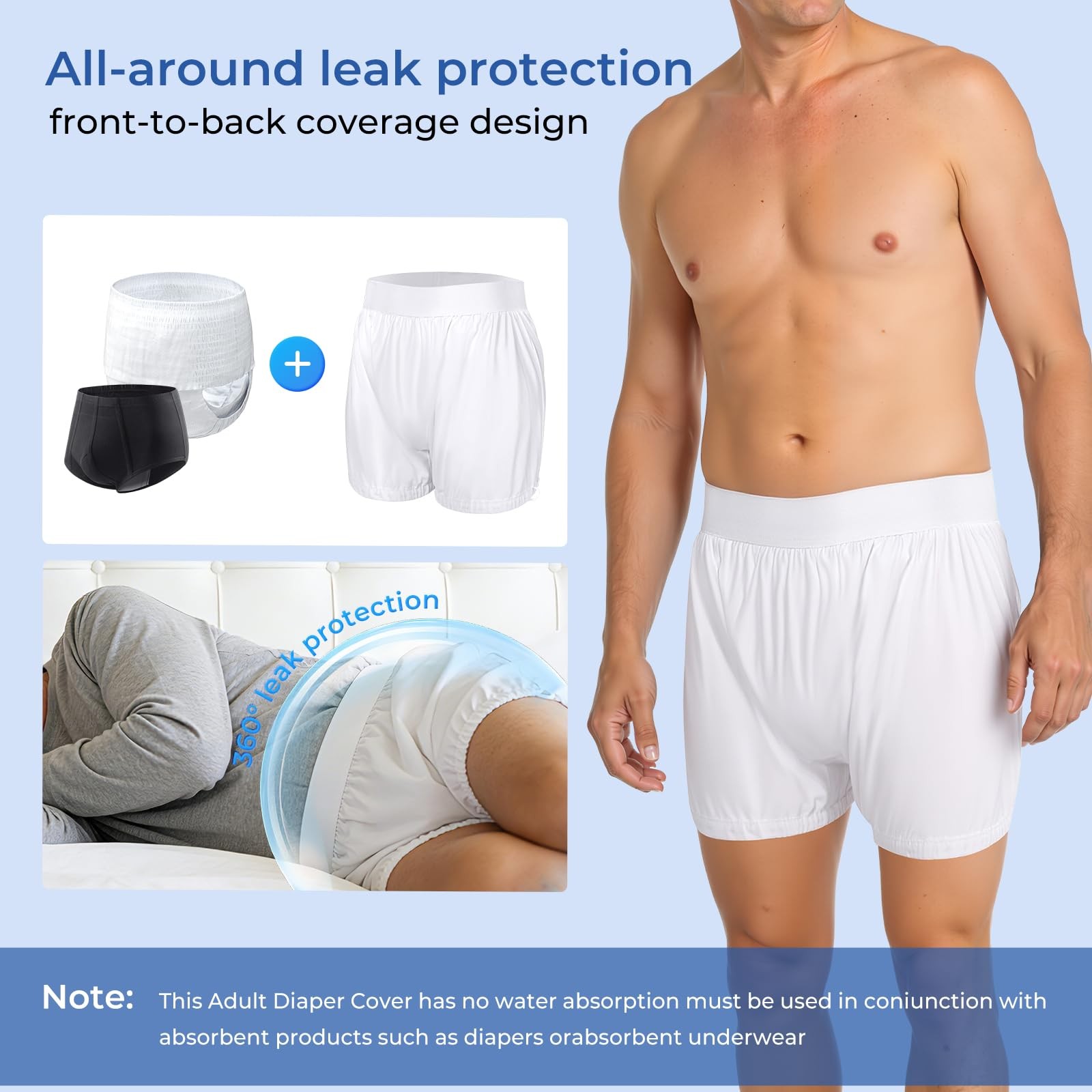Carer Adult Diaper Cover Noiseless Waterproof Incontinence Underwear with Adj…
