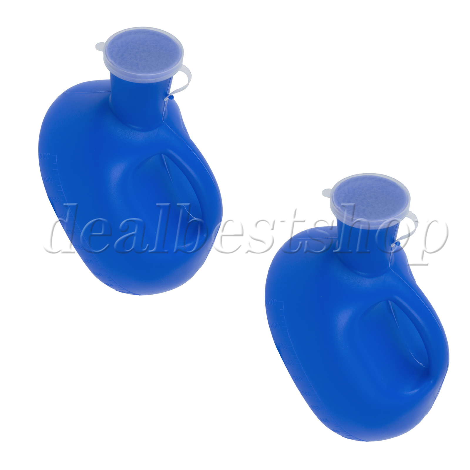 2 x Men’s Urinal w/ Lid Potty for Old Man Mobile Toilet 2000ml Capacity