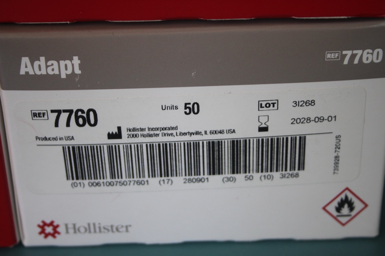 LOT OF 5 HOLLISTER 7760 ADAPT WIPES 5X BOX OF 50 = 250 TOTAL = FRESH EXP 2028