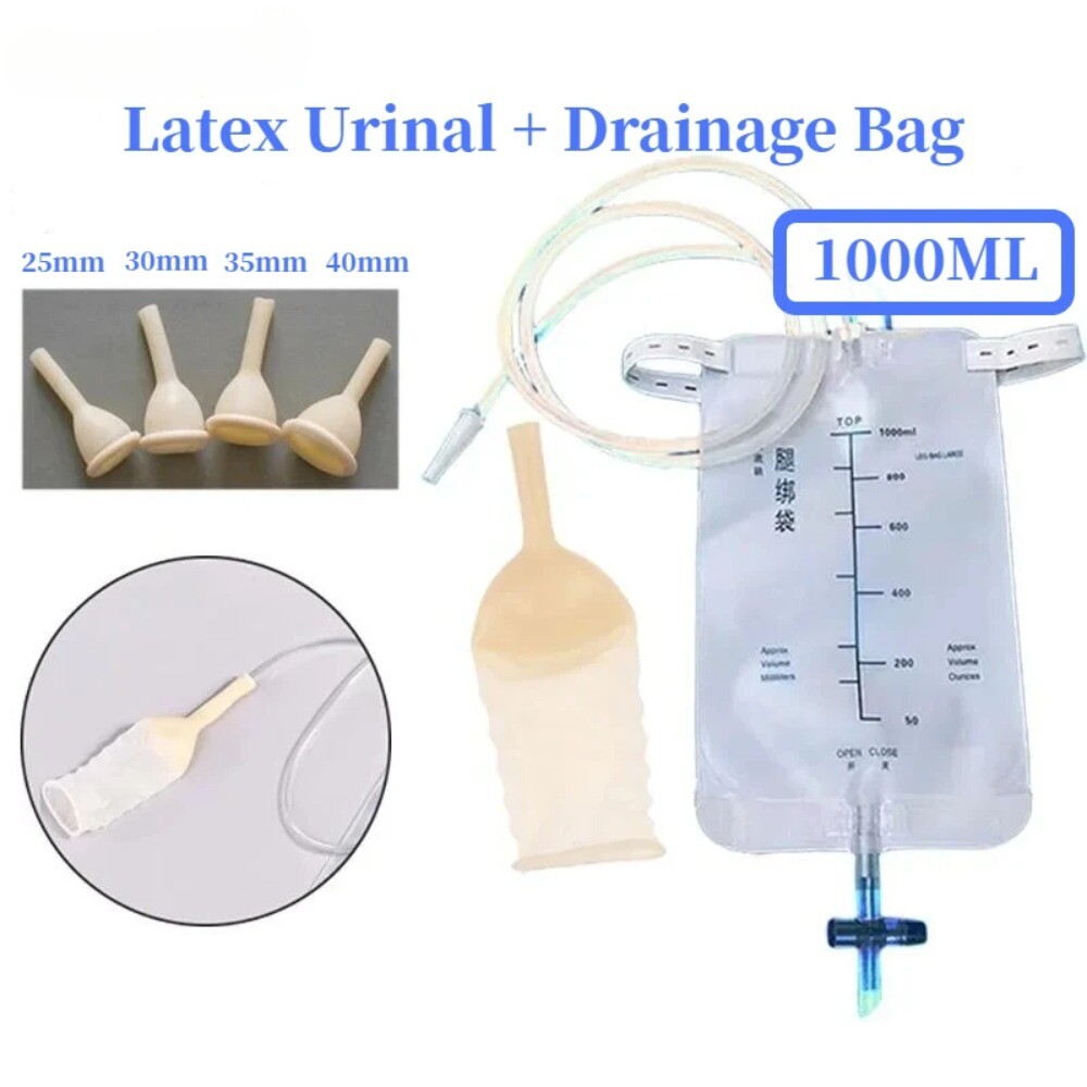 1PC Male Drainage Collector Latex Cover with 1000ml Urine Catheter Strap Leg Bag
