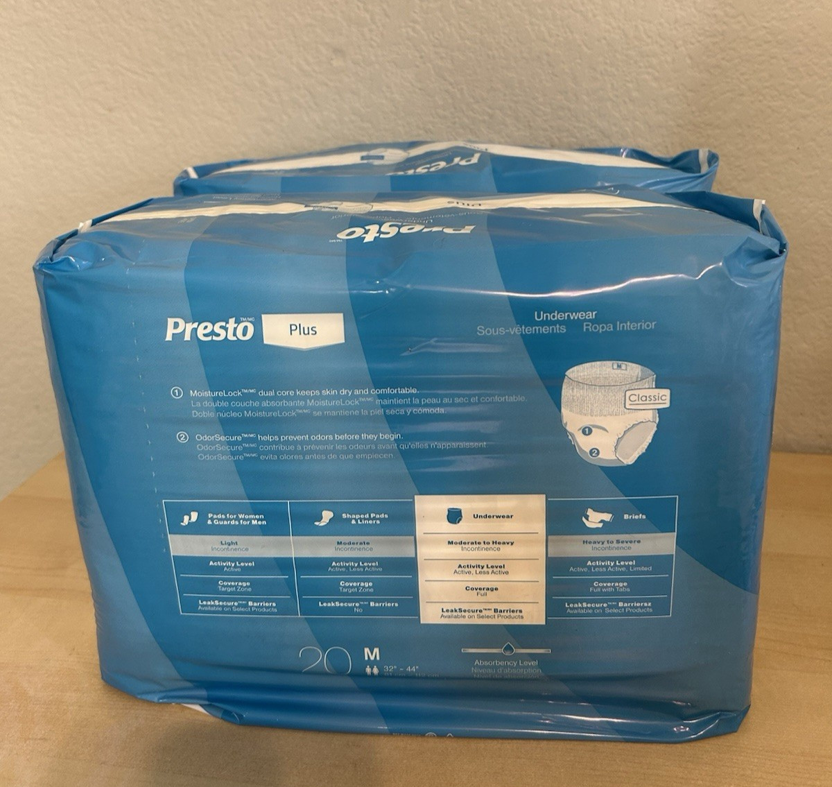 2 Of Presto Plus Unisex Pull Up Underwear Size Medium 32″-44″ 40 counts