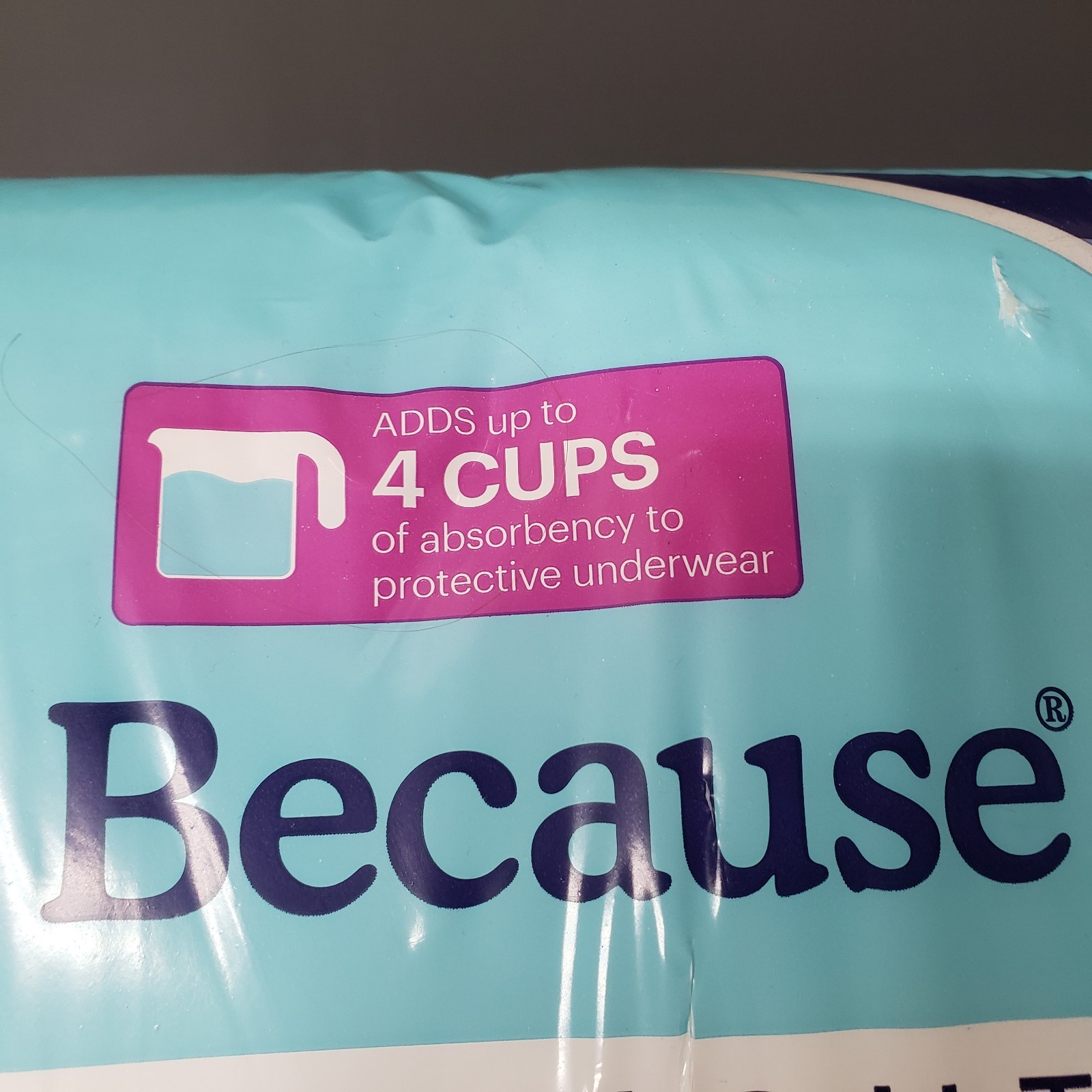 Because Overnight Booster Pads Fits All Adult Diapers, 45 Count, White