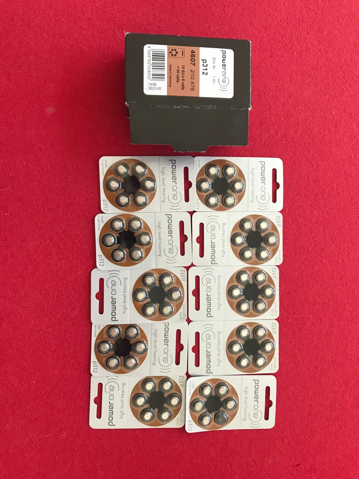 POWERONE P312 HEARING AID BATTERY 59 IN BOX ONE USED