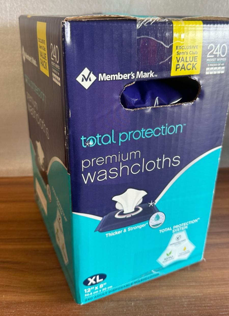 Member’s Mark Total Protection Premium Washcloths XL 240 Count 12×8 Sealed