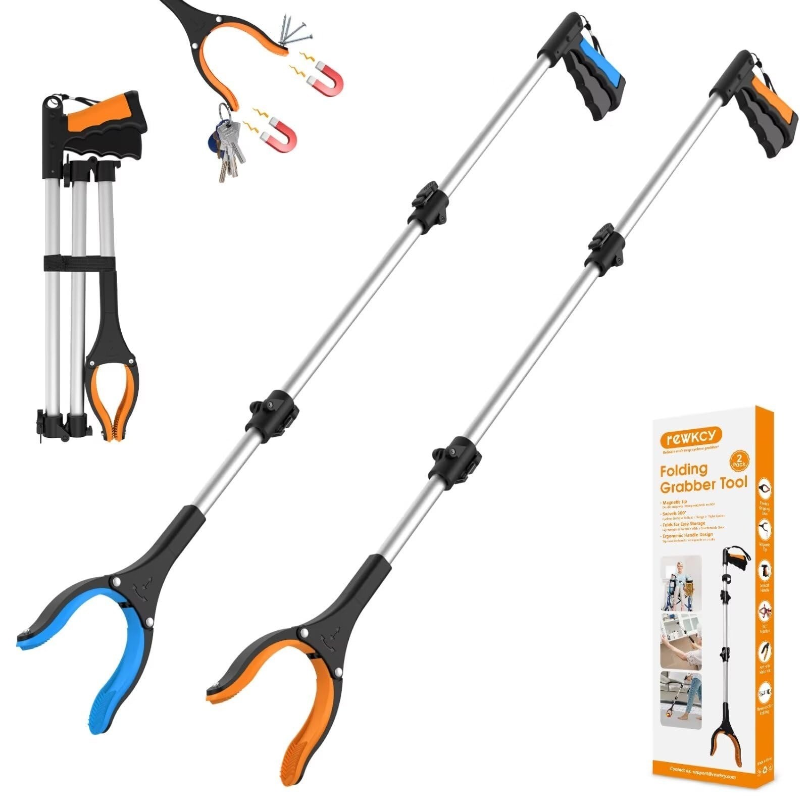 43″ Extra Long Grabber Tool, Foldable Reacher Grabber for Elderly