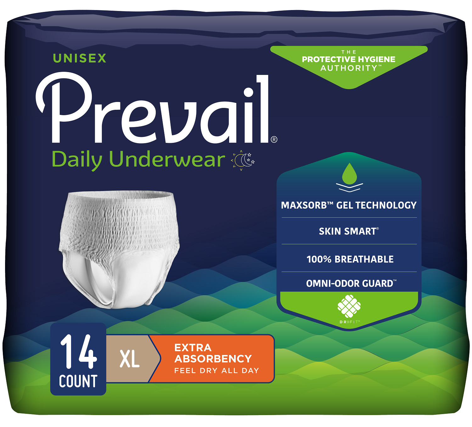 Prevail Protective Underwear X-L 58-68in #PV-514 Bag of 14
